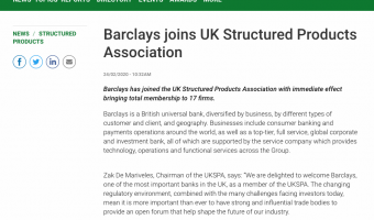 Open Wealth Adviser: Barclays joins UK Structured Products Association